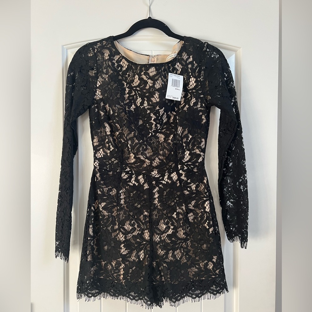 Mustard Seed Black Full Lace Dressy Romper